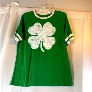 Lucky Brand Green and White Clover Short Sleeve Tee